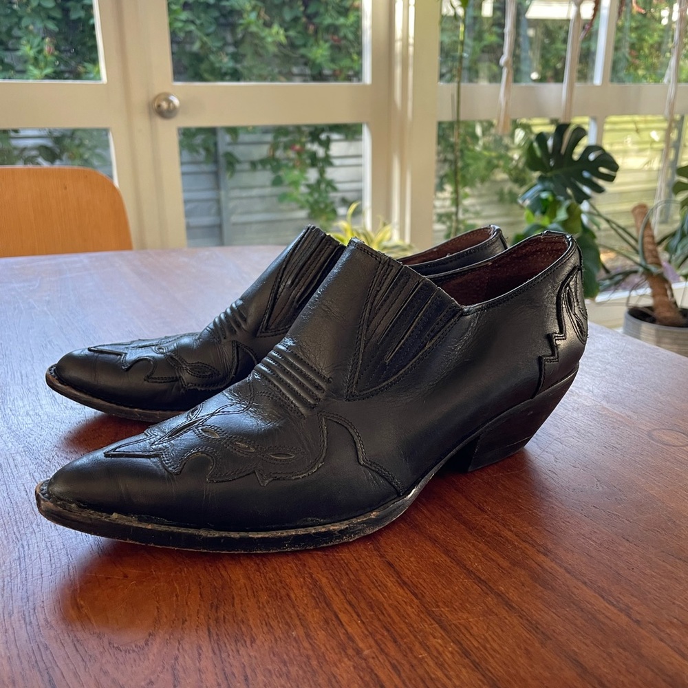 Black Leather Booties by Guess 8.5